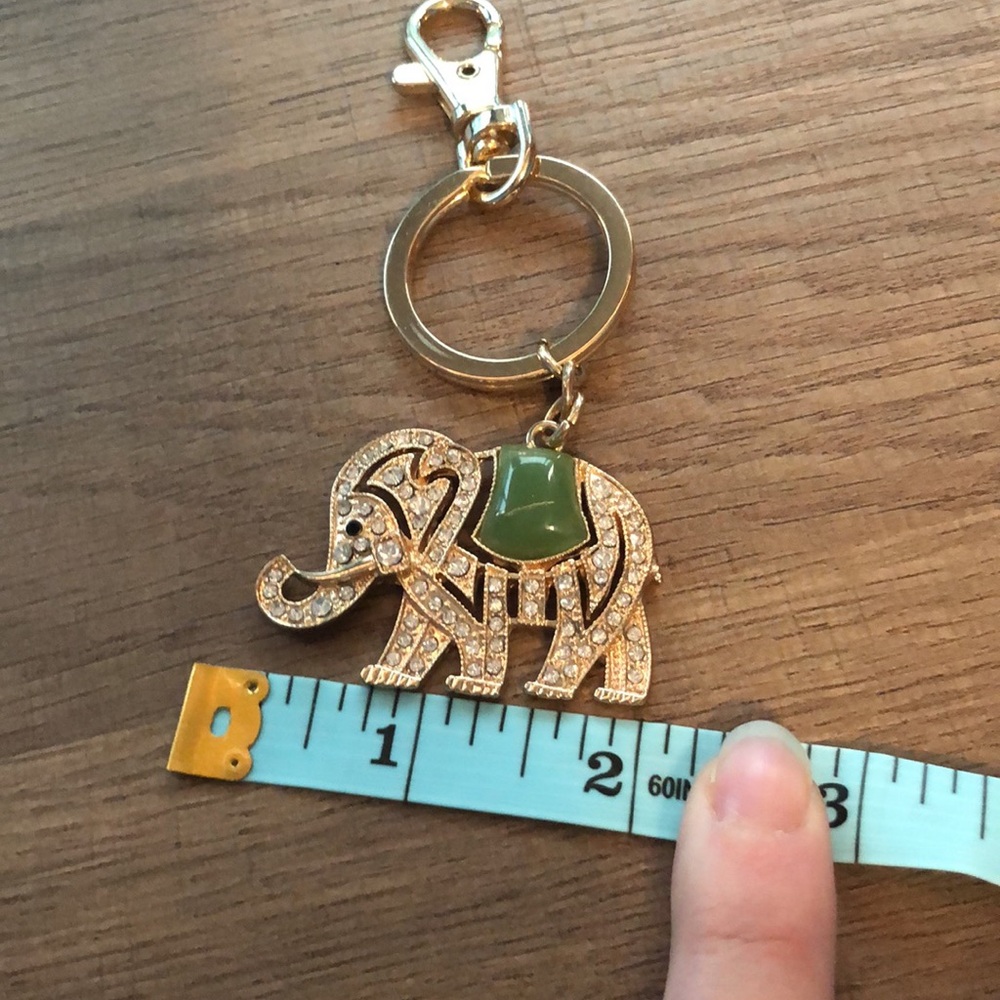 Gold and Sparkly Elephant Key Chain Bag Charm - Picture 4 of 4